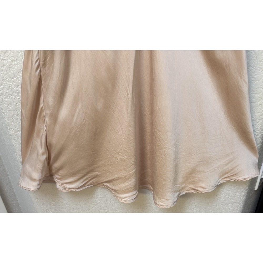 Anthropologie Colorblock Satin Slip Dress Champagne 90's Minimalist Soft Glam M - Picture 9 of 12